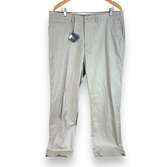 NEW Hart Schaffner Marx Mens 38‎ x 30 Pinstripe Dress Pants Brown Tan Flat Front - Picture 1 of 4